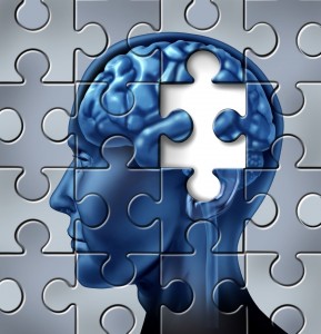 Brain jigsaw with memory piece missing